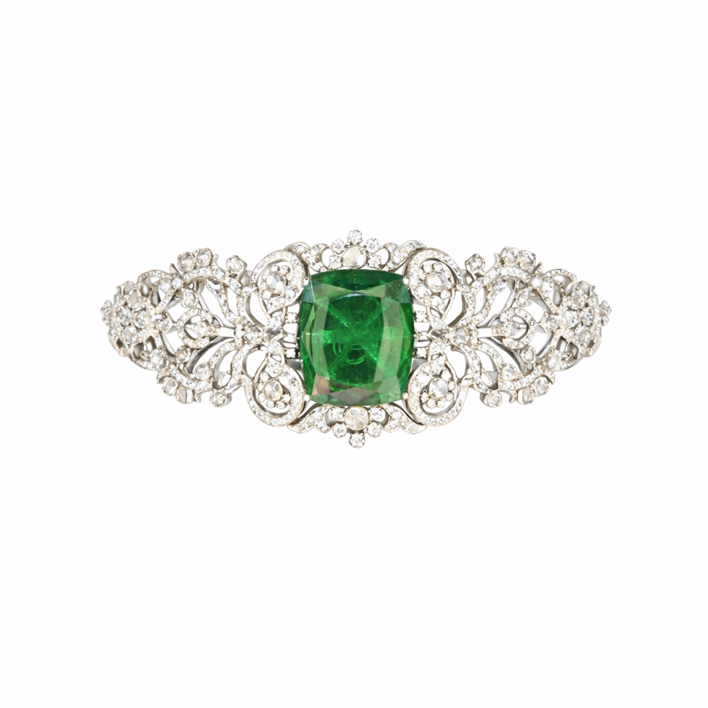 Modern rosecut diamond choker with changeable centre stone