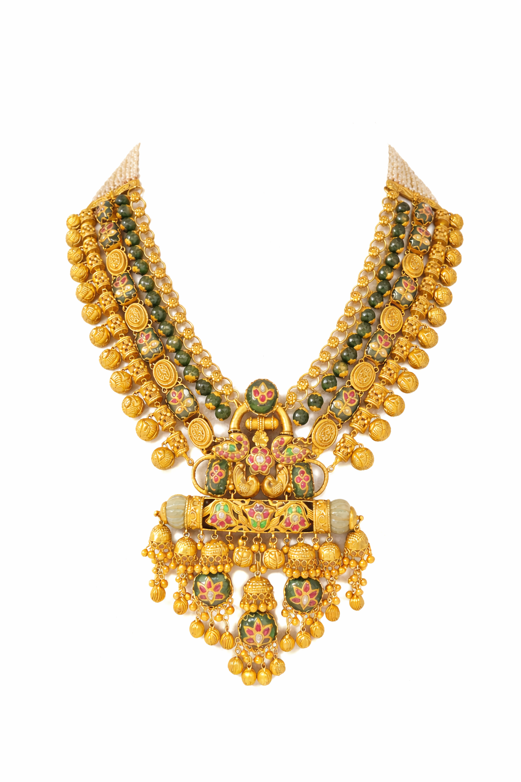 Maharani Rajwada Heritage Gold Necklace Set – Temple-Inspired Royal Bridal Jewellery