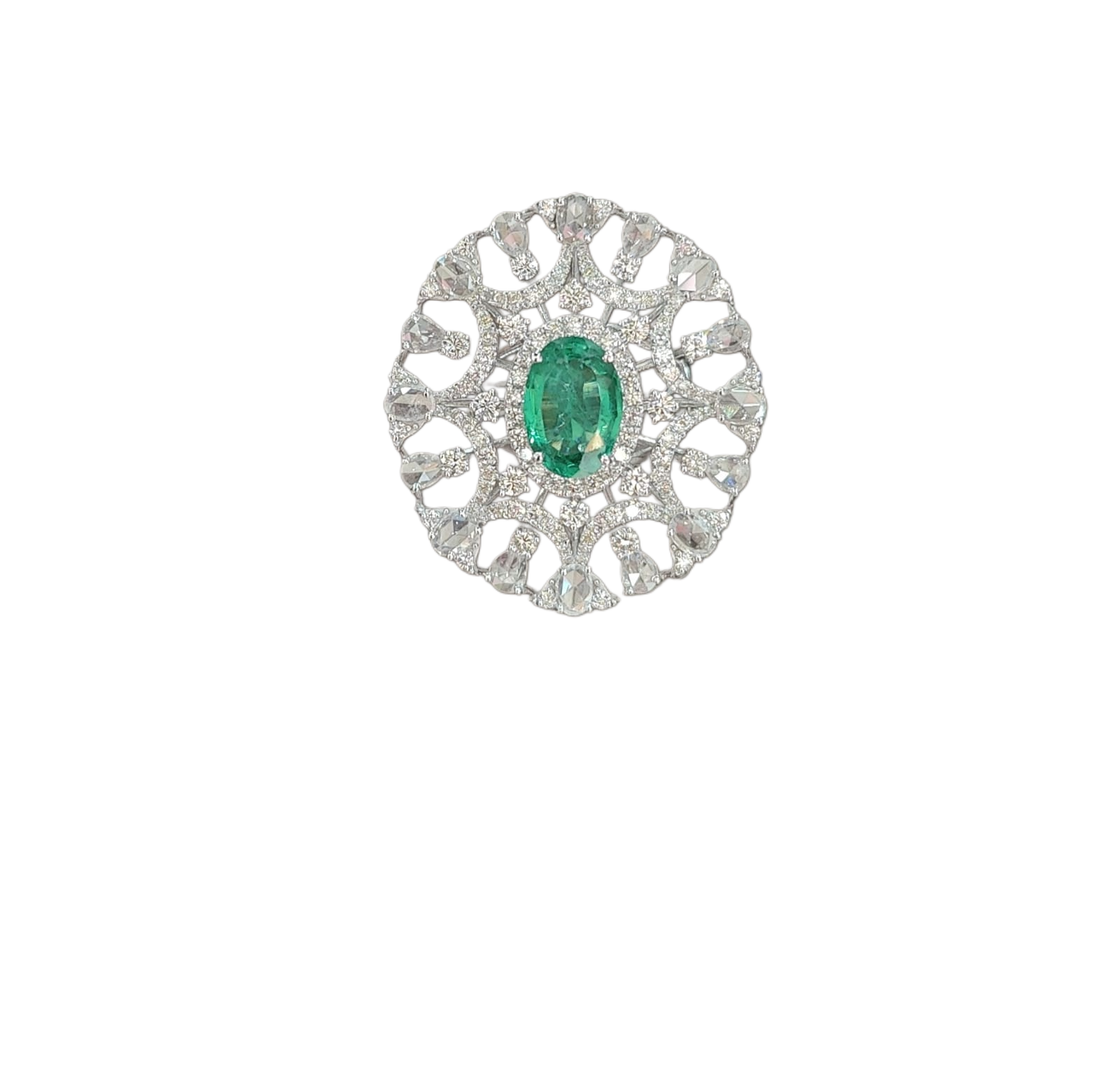Emerald Halo Diamond Statement Ring – Royal Vintage Elegance