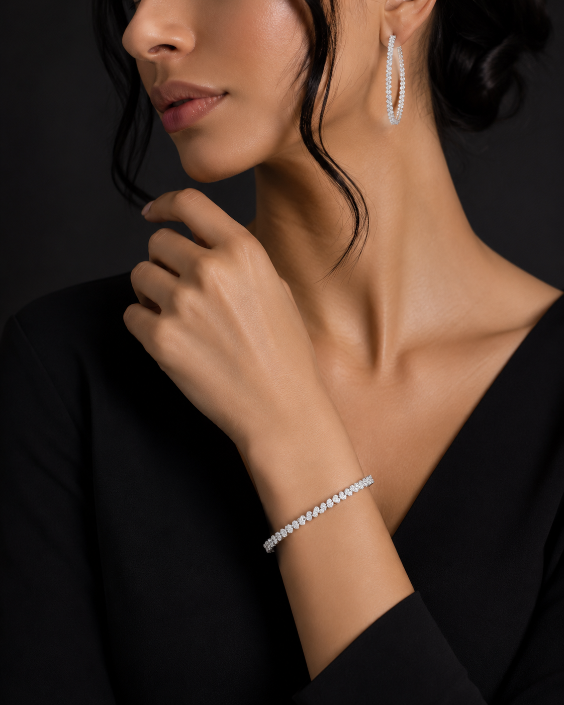 Eternal Sparkle Diamond Twin Bangles – Oval Shape Single-Stone Design