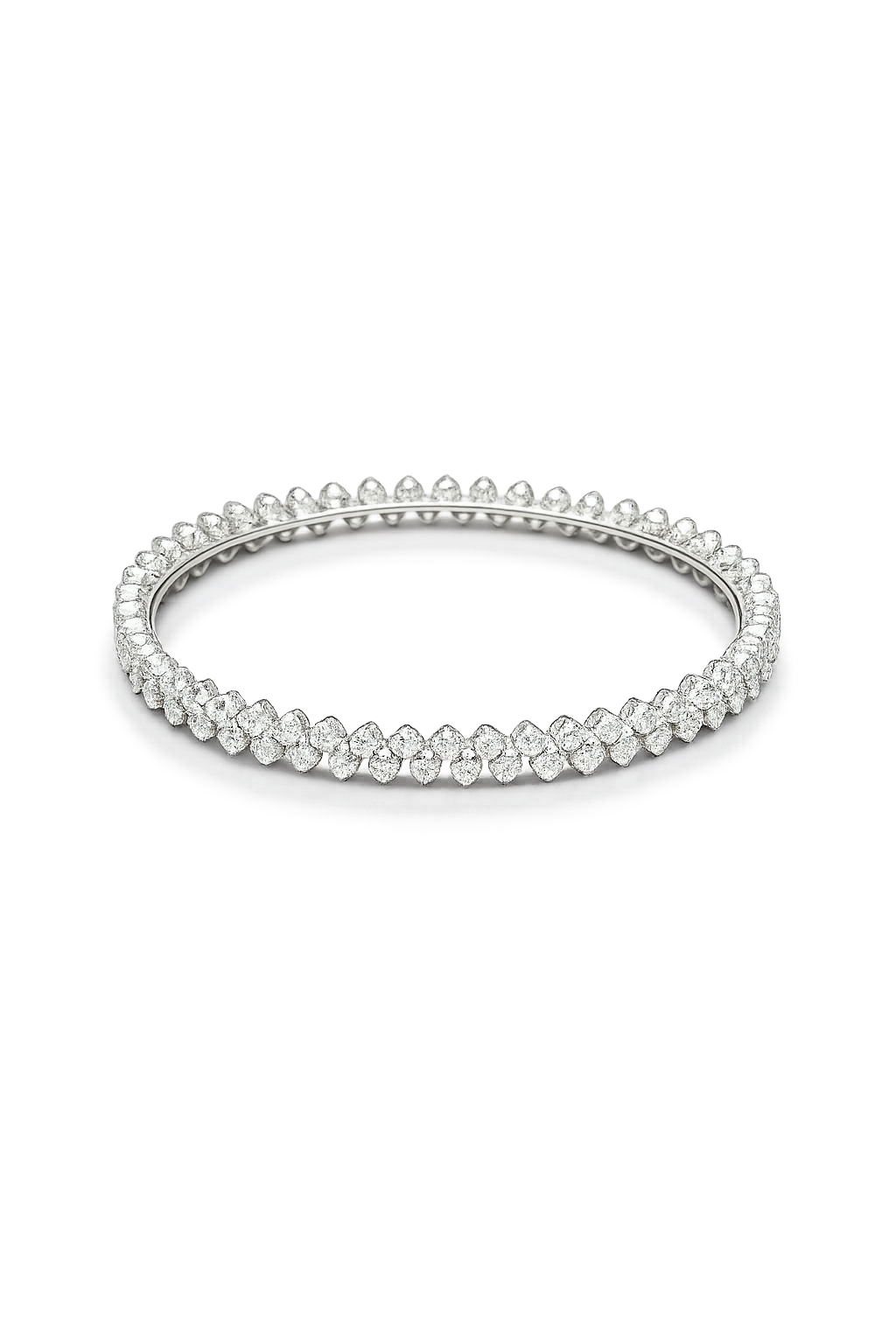 Eternal Sparkle Diamond Twin Bangles – Oval Shape Single-Stone Design