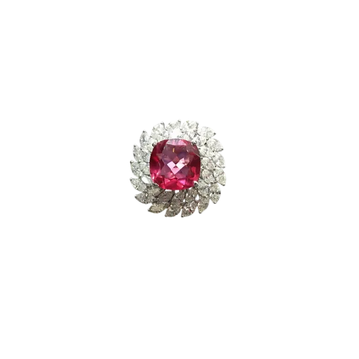 Ruby Center Diamond Halo Ring