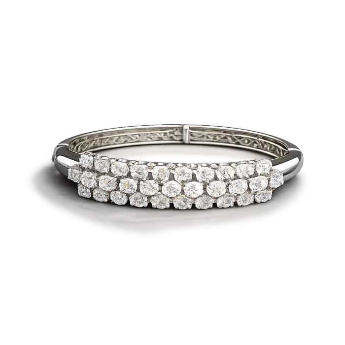 Royal Radiance Diamond Tennis Bangle – Elegant white finish