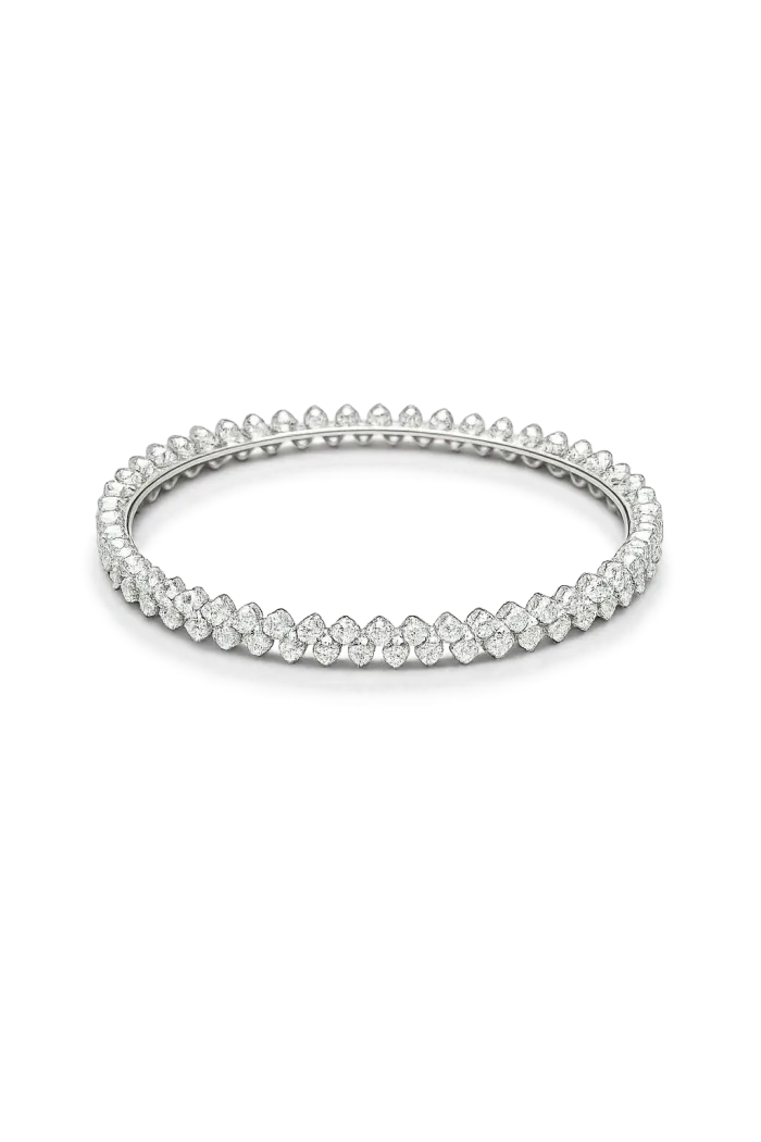Eternal Sparkle Diamond Twin Bangles – Oval Shape Single-Stone Design