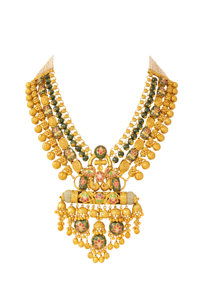 Maharani Rajwada Heritage Gold Necklace Set – Temple-Inspired Royal Bridal Jewellery