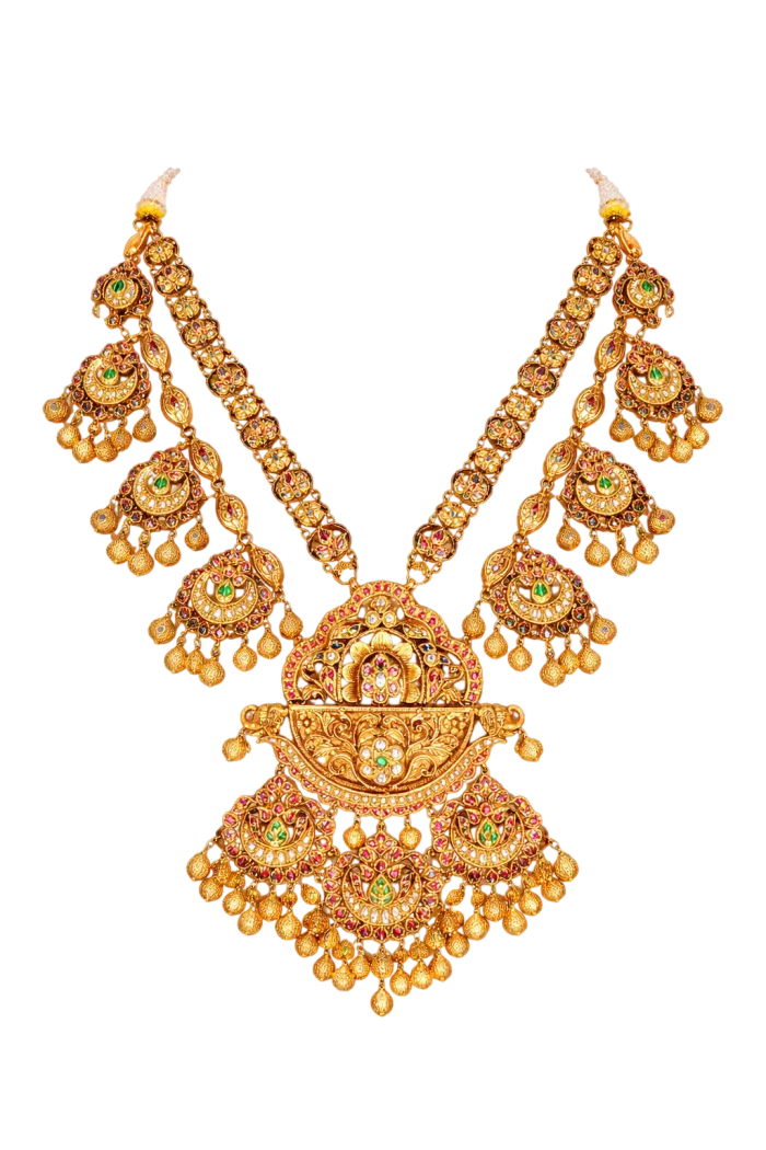 Heritage Rajwada Bridal Jewellery Set with Intricate Temple Design